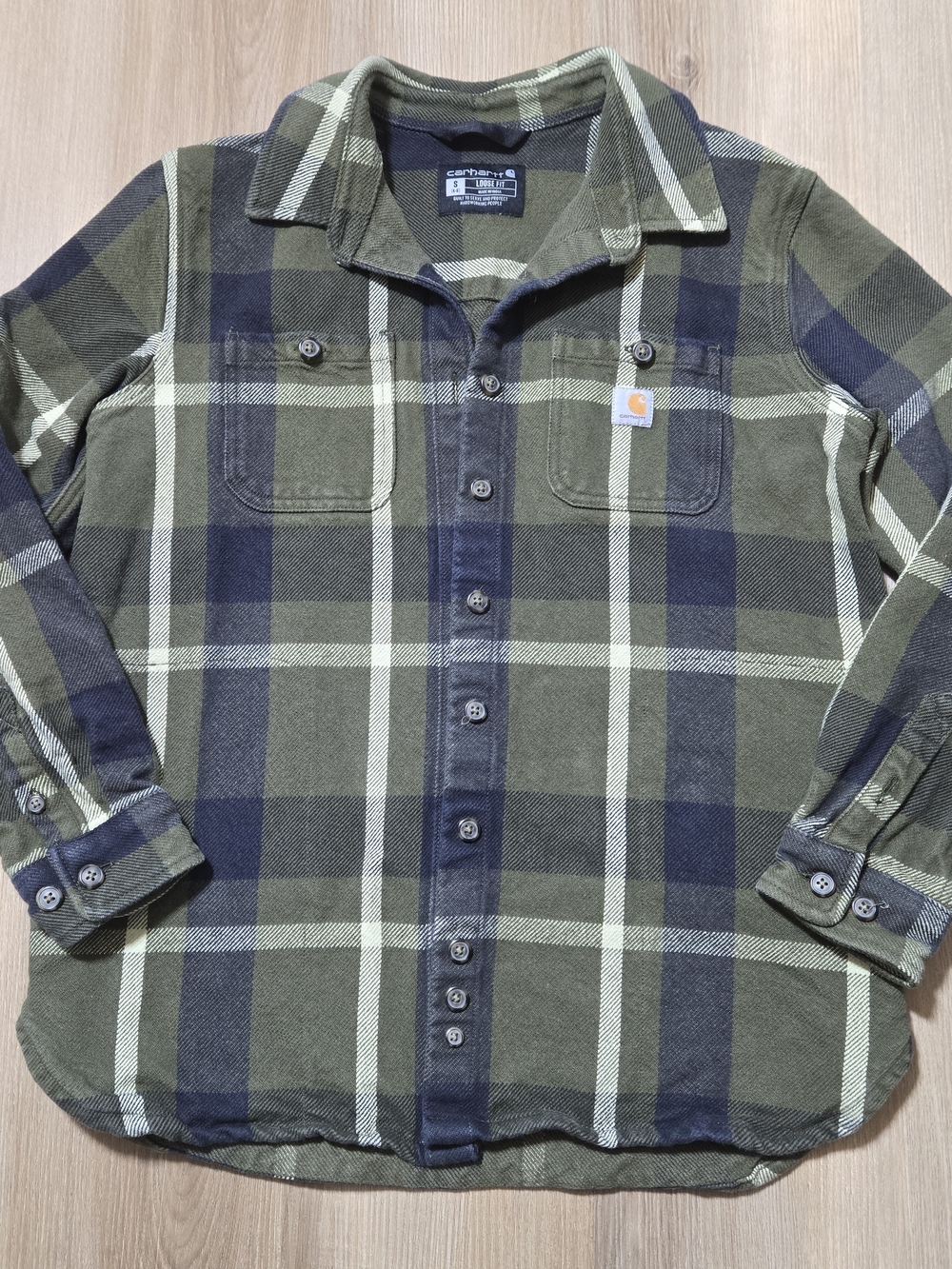 Carhartt Olive & Navy Plaid Button-Down Shirt